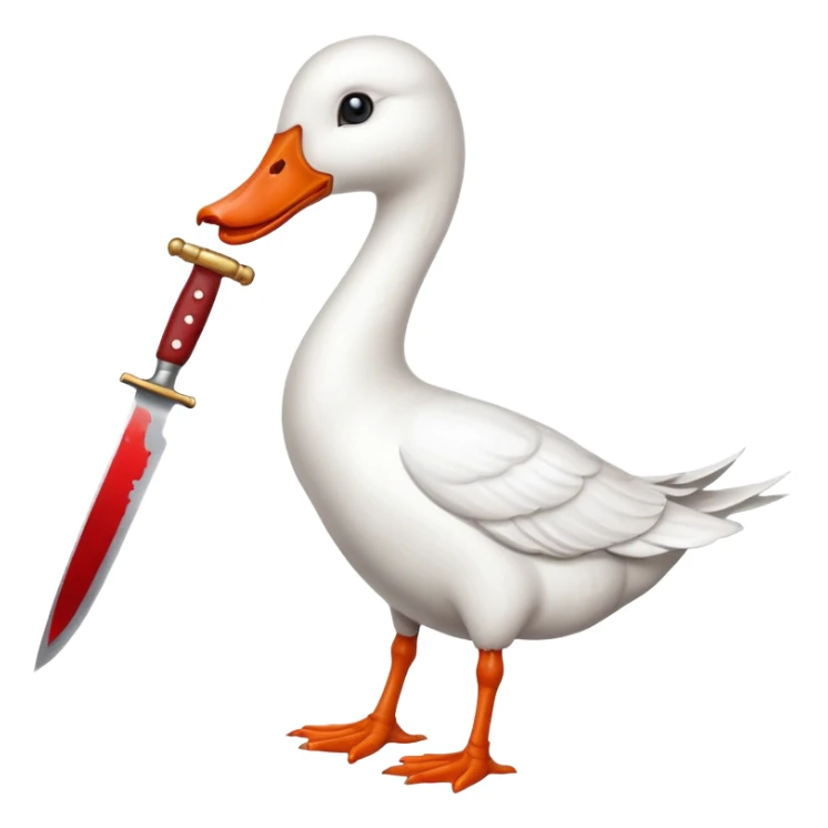 Duck holding knife but make it a white goose sticker