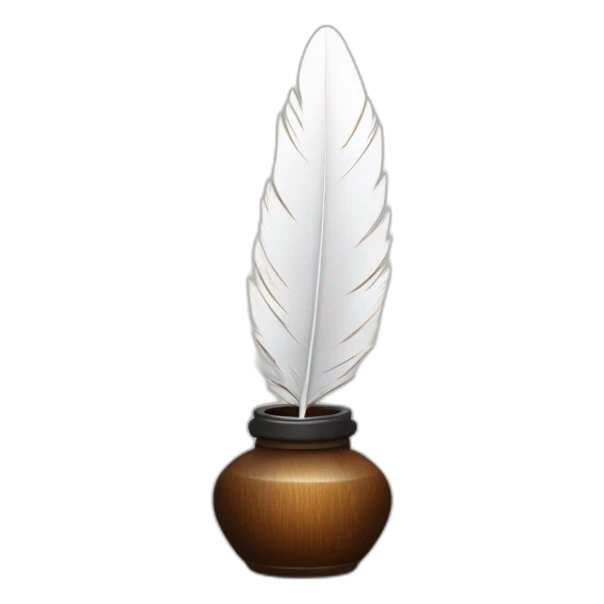 wood inkpot white feather sticker