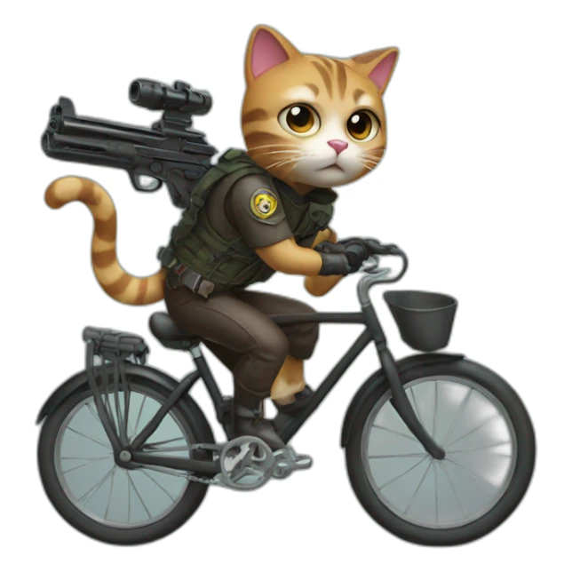 Cat with gun in bike sticker