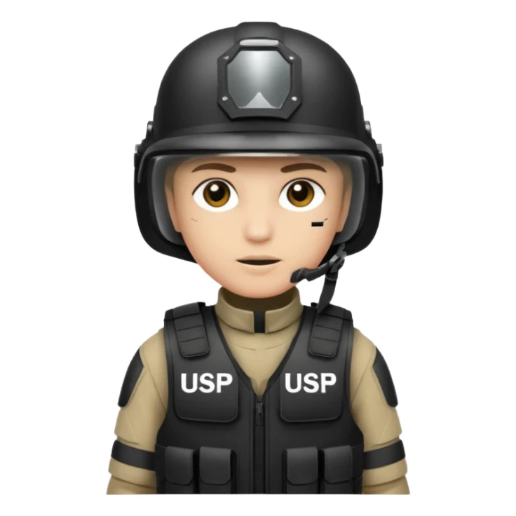 Swat mit Usp Aufschrift auf dem Helm und Weste sticker