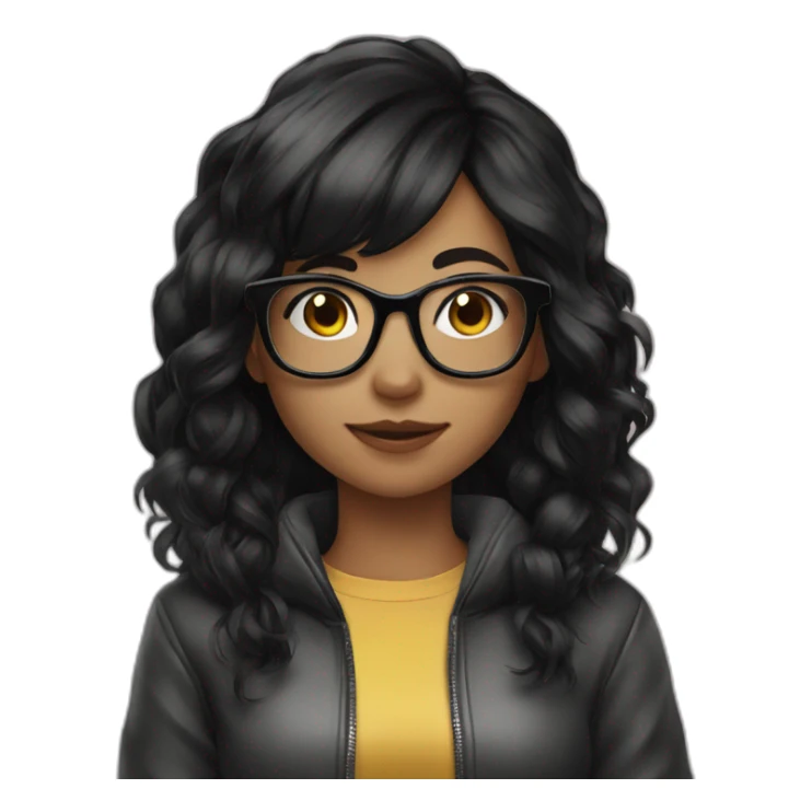 Gamer girl black hair and glasses sticker