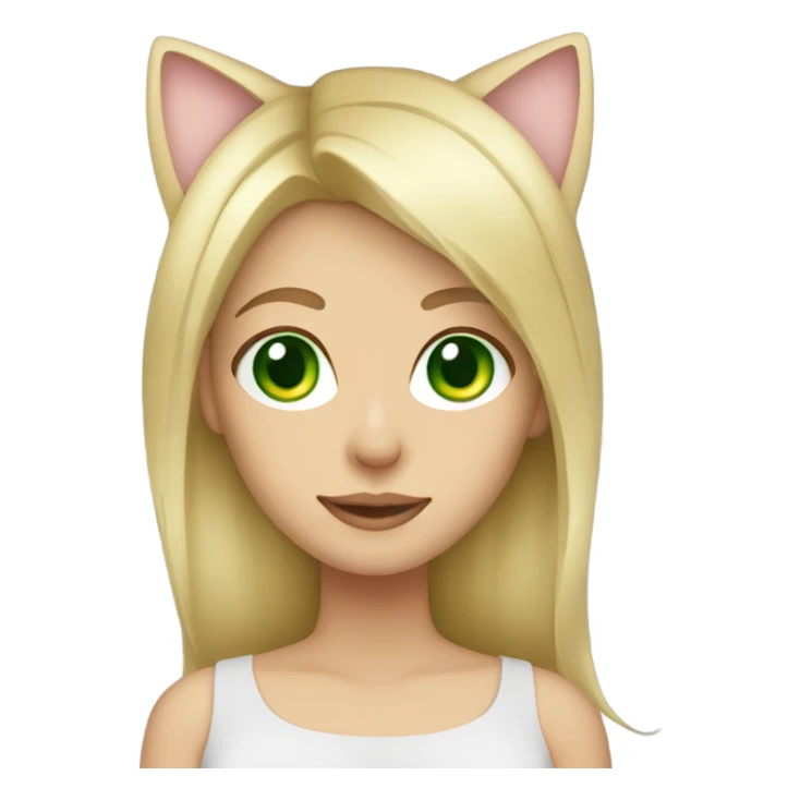 blonde girl green eyes with cat ears sticker
