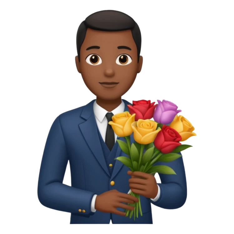 Black Male hand give a bogue of flowers sticker