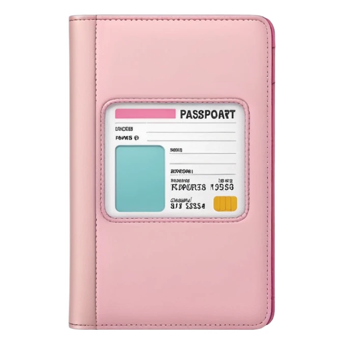 White passport cover with pastel pink boarding pass peeking out, clean composition sticker