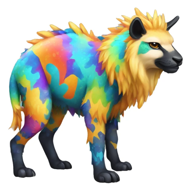 a colorful edgy vernid-fionbri-animal-creature with splash patterns full body sticker