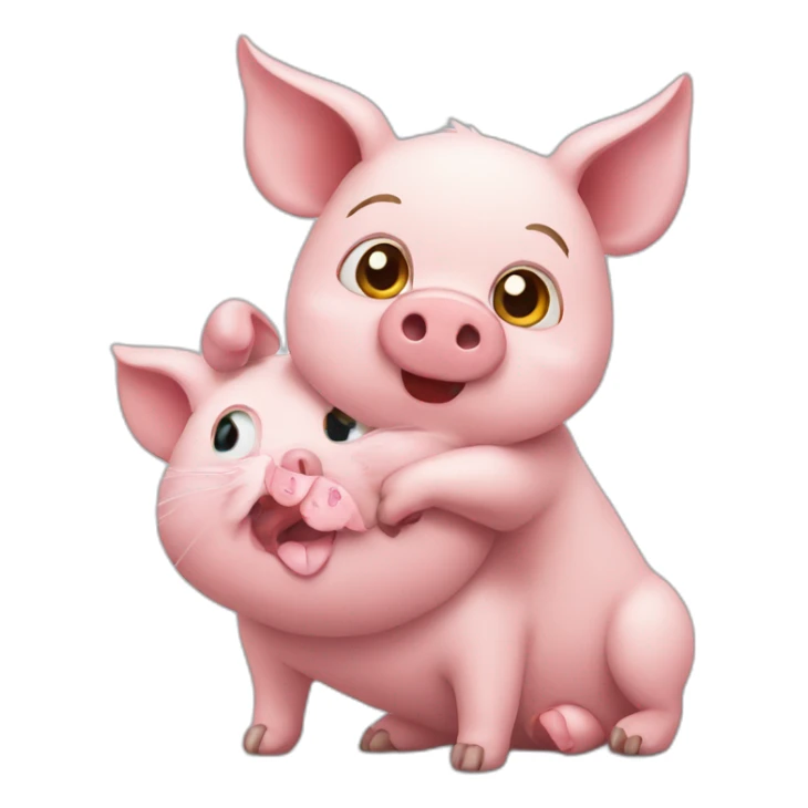 pig falling in love with cat sticker