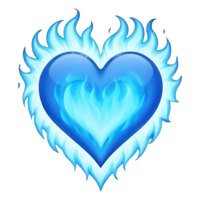 Blue flames in the shape of an all blue heart sticker
