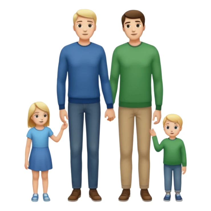 tall adult and small child looking each other, full body sticker