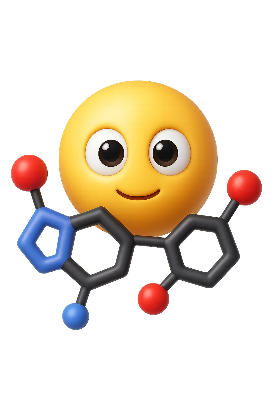 emoji stile iphone in 3d di istamina molecola con occhi con la parte bianca pure, iperrealistico 4k sticker