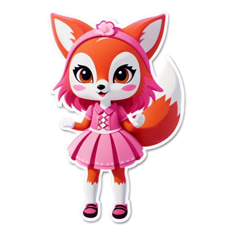 girl pink fox sticker