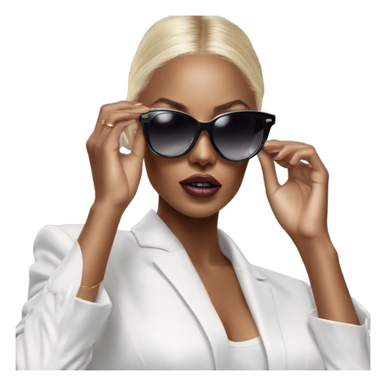 Hyper Realistic beautiful high fashion model putting on sunglasses  sticker