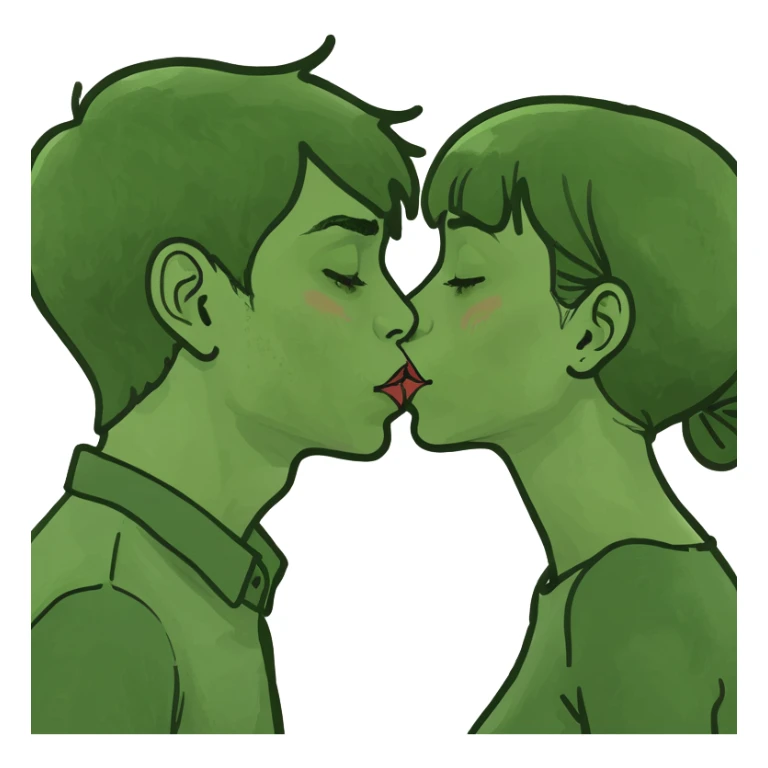 Tan brunette girl and boy kissing sticker