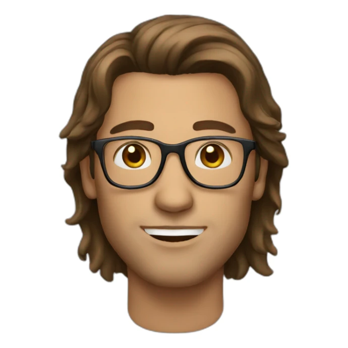 man long brown hair with glasses sticker