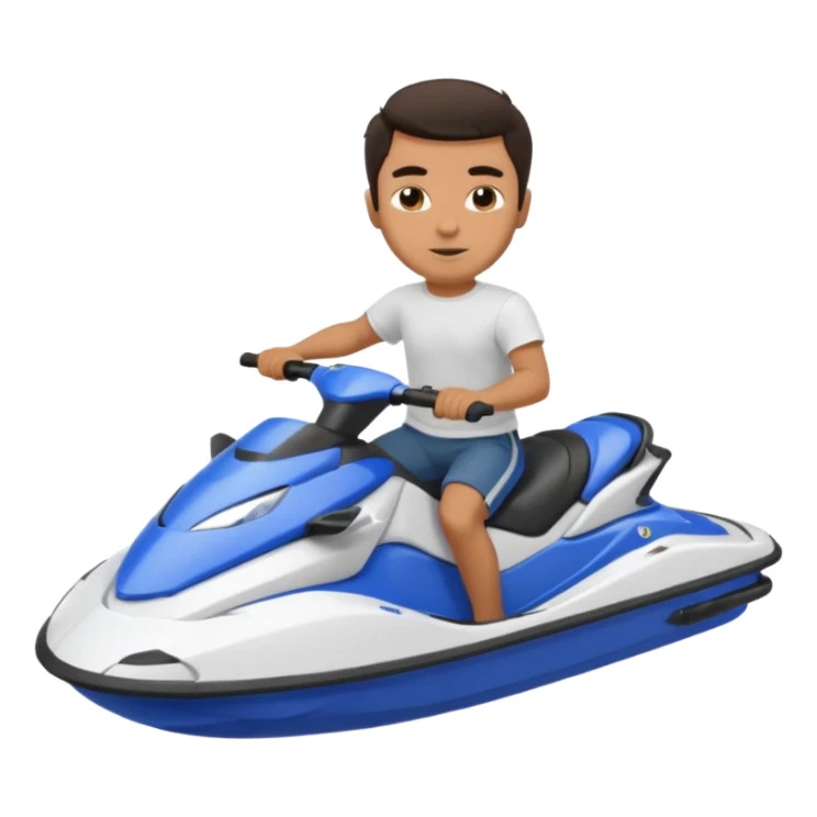 Dark tan male dark make on a blue jet ski no sunglasses sticker