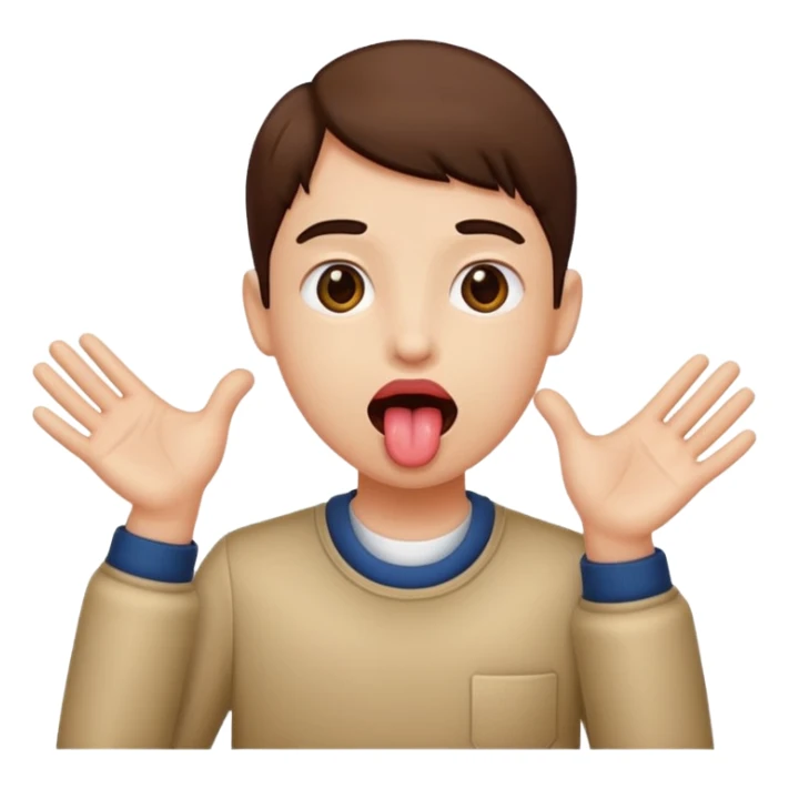 Tongue out with hands to the side  sticker