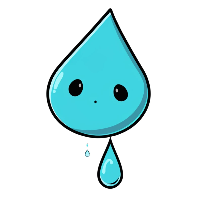 cartoon sticker of a sad water droplet sticker