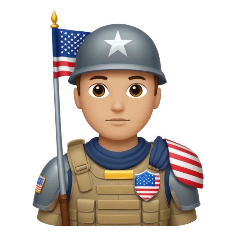 generate white full-armored american soldier with small usa flag on shoulder sticker