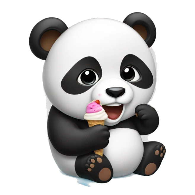 Panda eating ice cream sticker