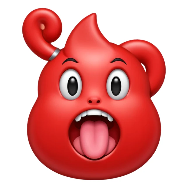 ohm red character shiny eyes tongue out sticker