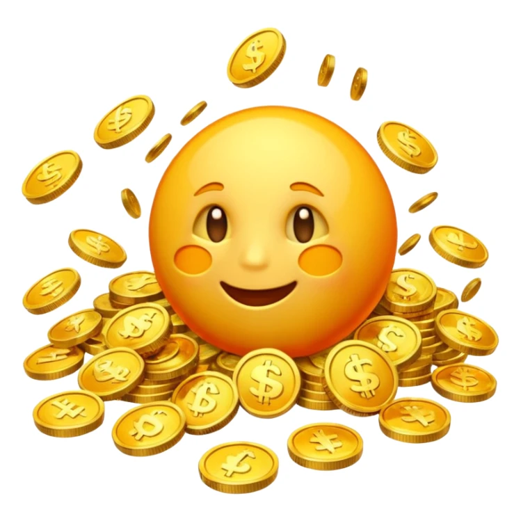 money themed emoji, yellow and orange sticker