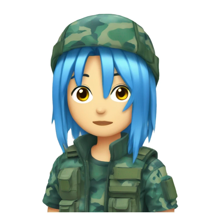 anime blue-hair drinking flectarn camo sticker