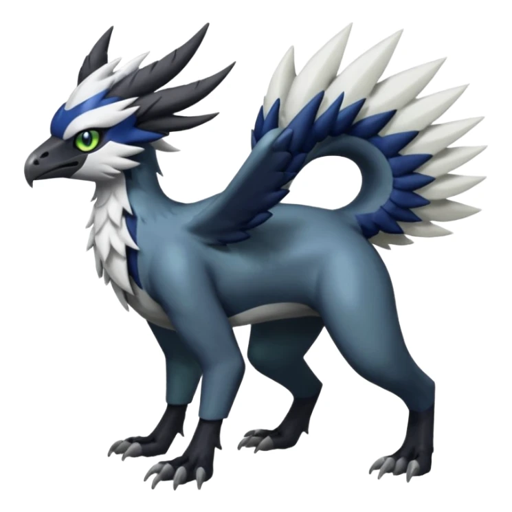 Shiny Black Grey White and Dark-Green Trico-Nargacuga-Silvally-Absol-fusion sticker