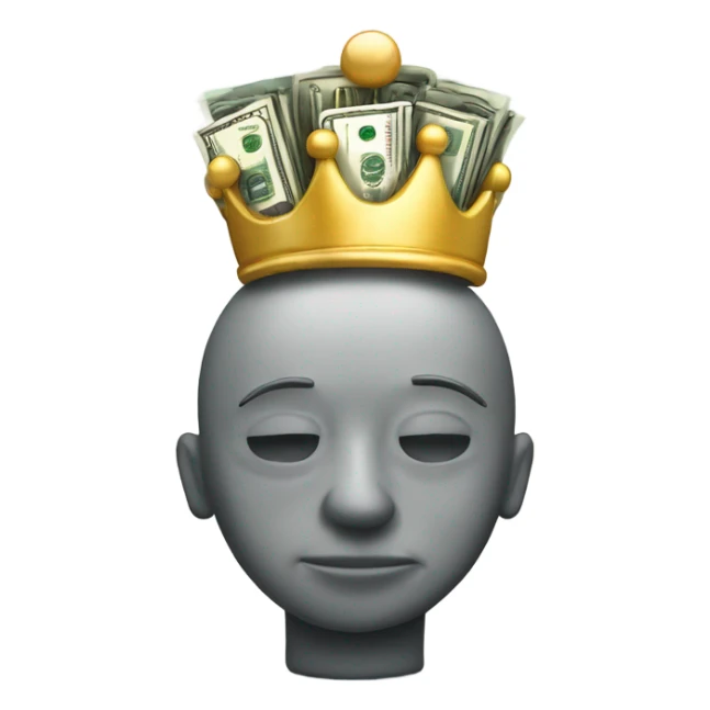 Big Brain wearing a crown on top of stack of cash sticker