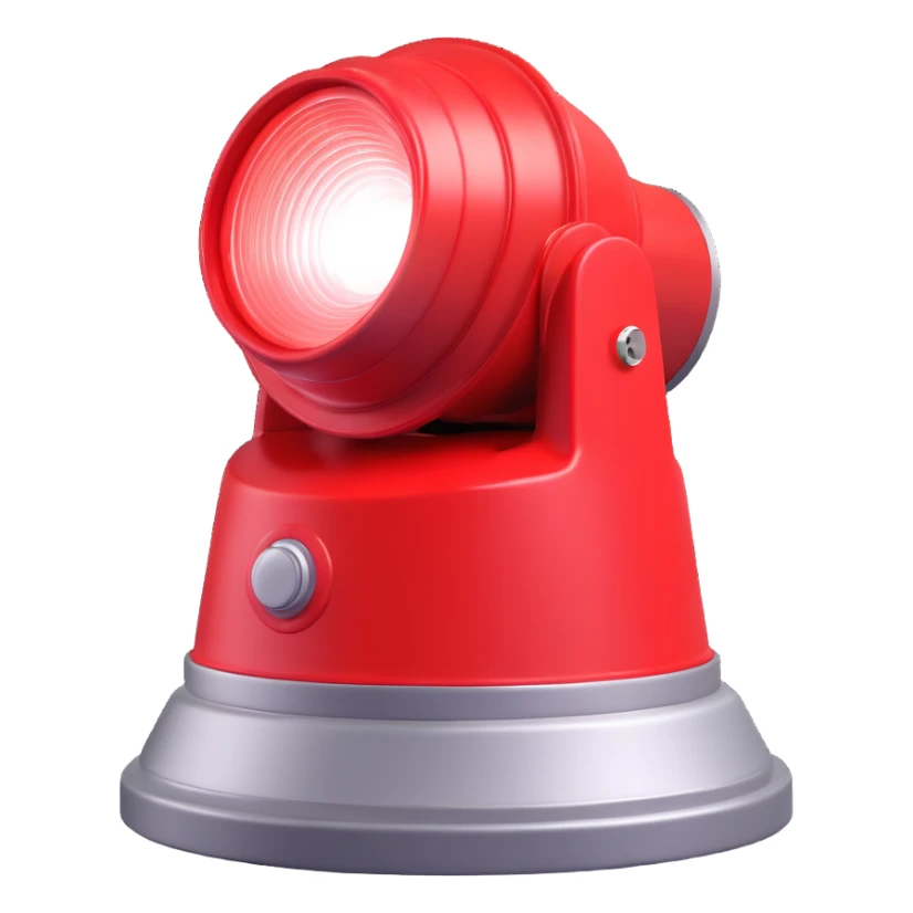 3D render of a red emergency siren light with a bright glow on top of a silver base, in Pixar-style, soft shadows, isolated on white background, professional but playful look

 sticker