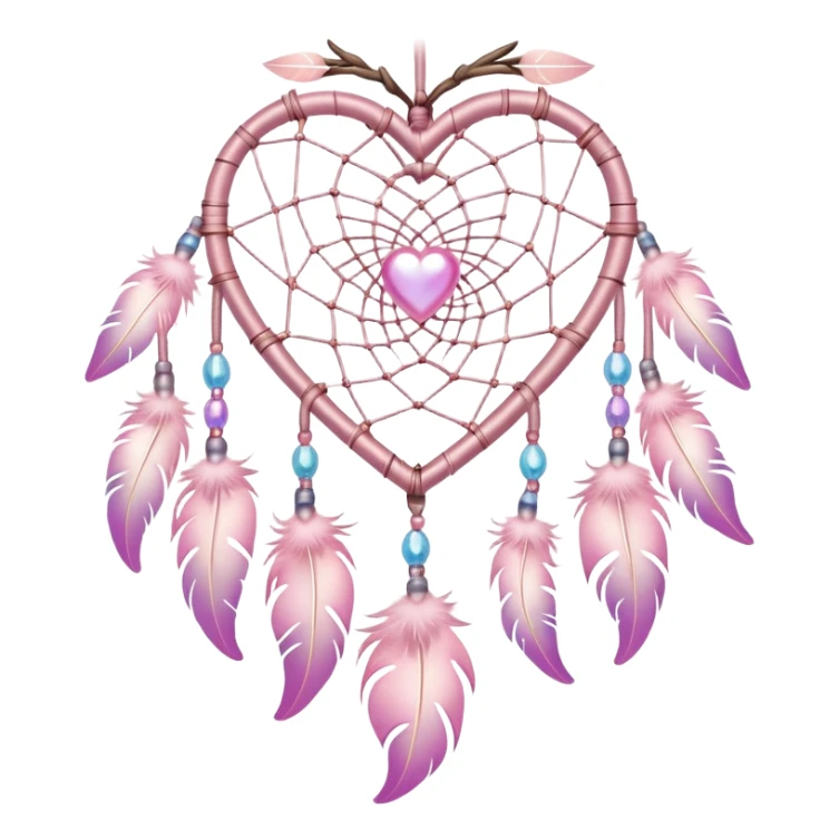 Iridescent pastel pink heart dreamcatcher sticker