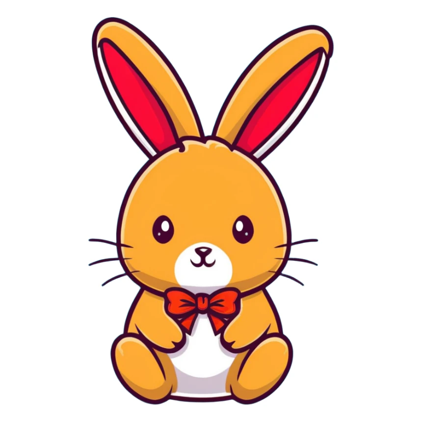 Chocolate Golden bunny with red ribbon  sticker