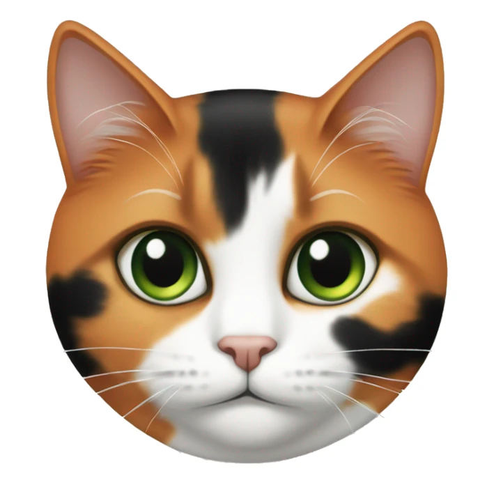calico cat, orange, white, black with green eyes sticker