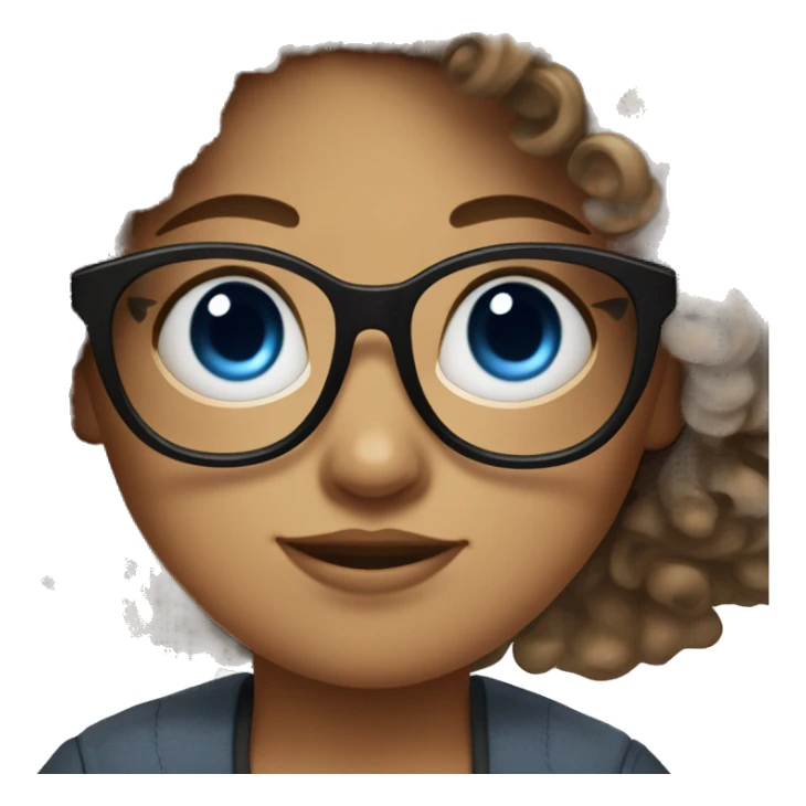 Browned curly hair Girl with black Glases and Blue eyes sticker