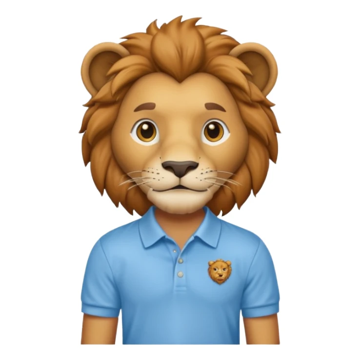 un leon con polito celeste caricatura sticker