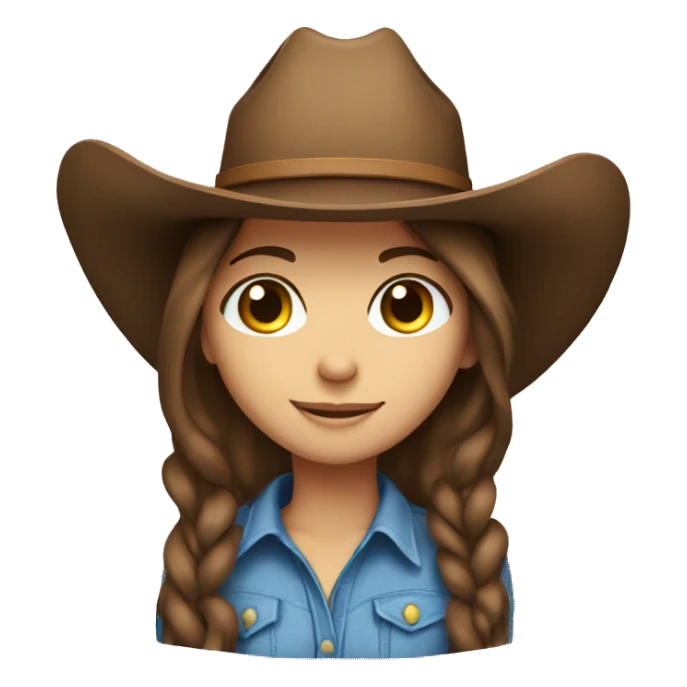 Brown haired blue eyed girl in a cowboy hat sticker