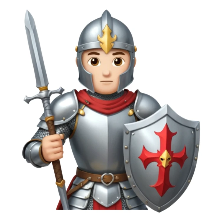 A knight in fighting action with a sword and shield sticker
