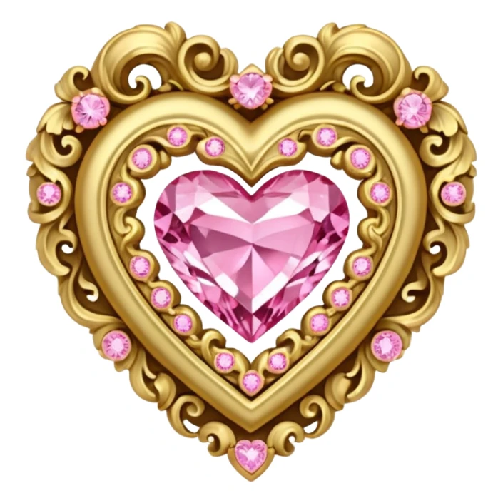  gold and pink diamond rococo heart sticker
