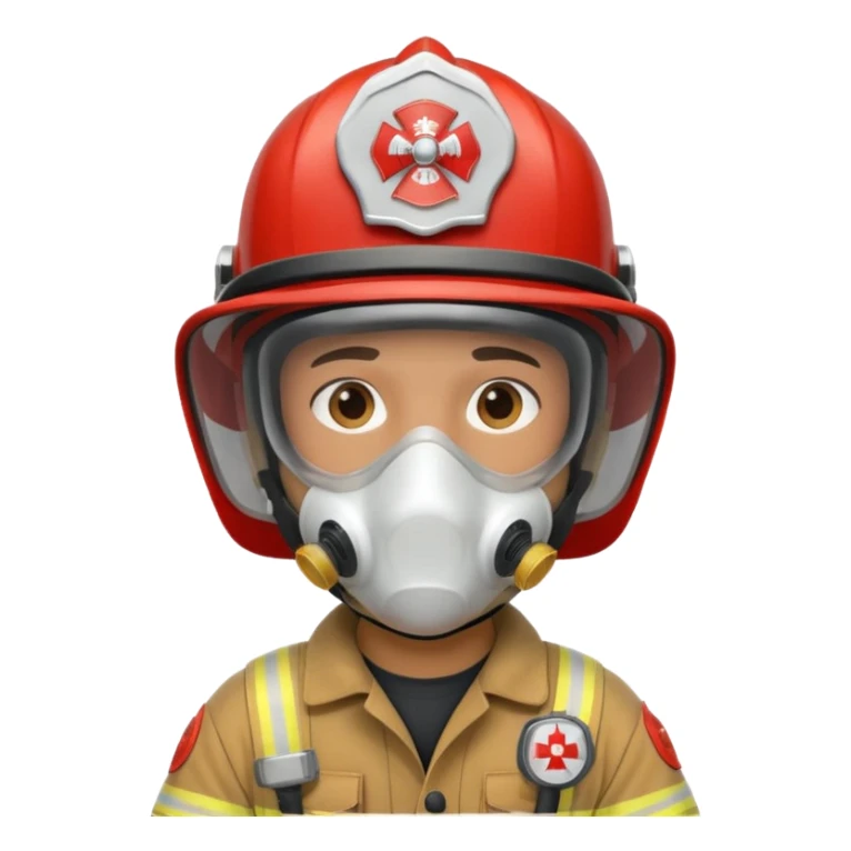 Firefighter with white color helmet and respiratory protection sticker