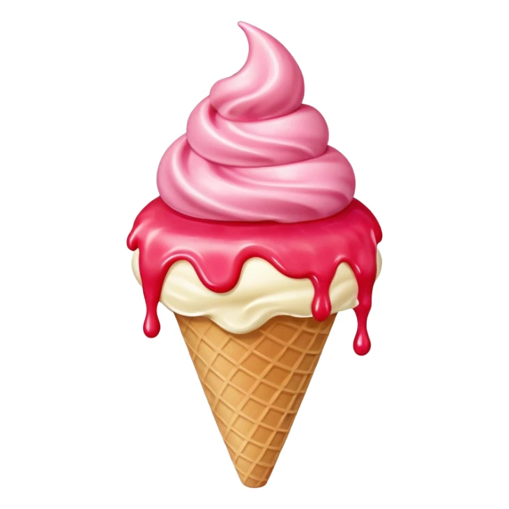 vanilla ice cream cone with strawberry sauces sticker