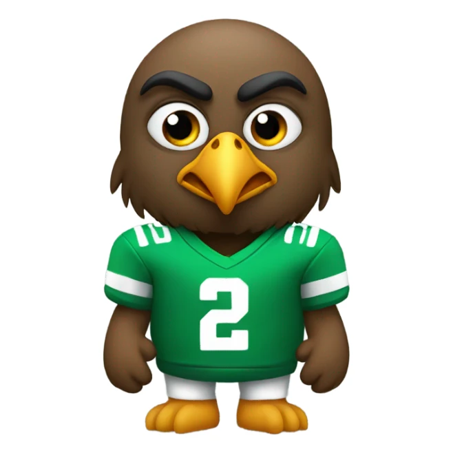 Small eagle with frown face and fat belly and green football jersey sticker