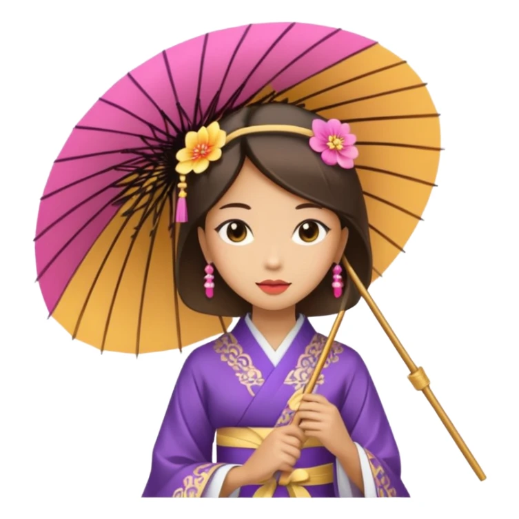 Japanese Princess  with paper umbrella sticker