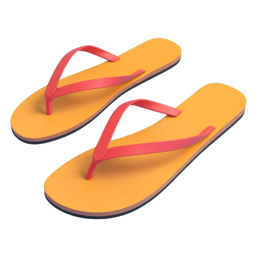 Thin sandal sole with minimal detail, 3D iPhone emoji style, matching the angle of the reference image, viewed from the bottom. sticker