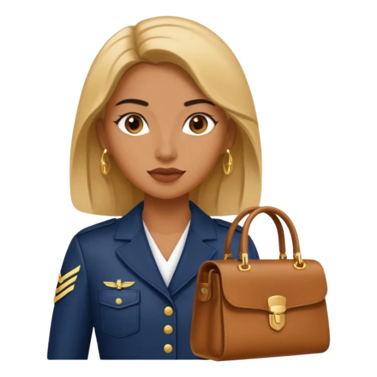 A navy woman's bag sticker