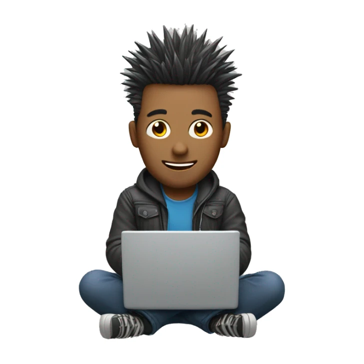 guy with spiky hair with laptop sticker