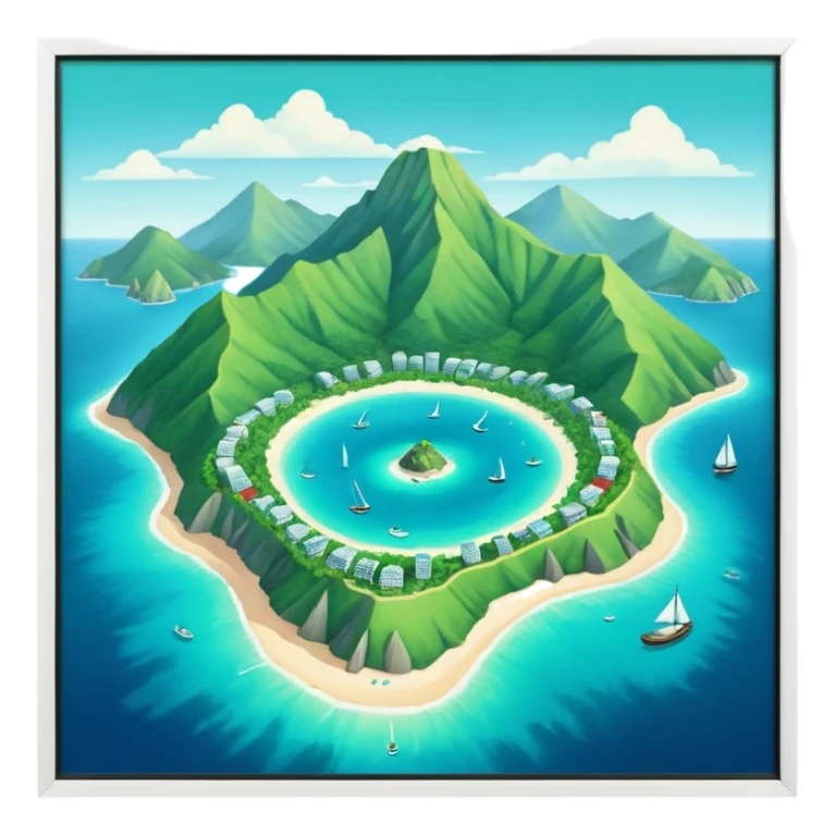 île Guadeloupe dans sa forme géographique réelle, vue du dessus sticker