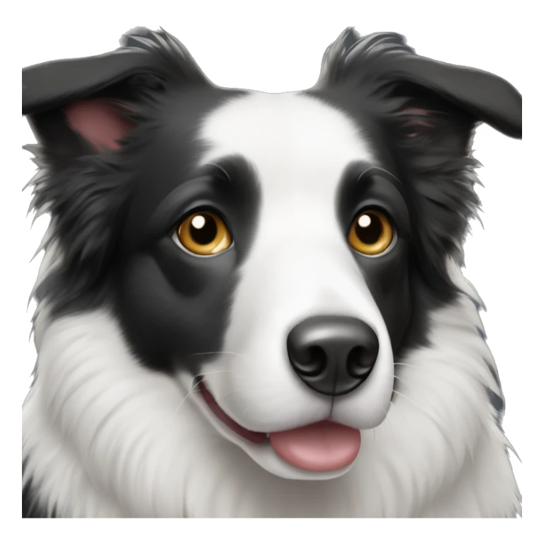 Black and white border collie with white around both eyes and a black stripe down the middle of her face. sticker