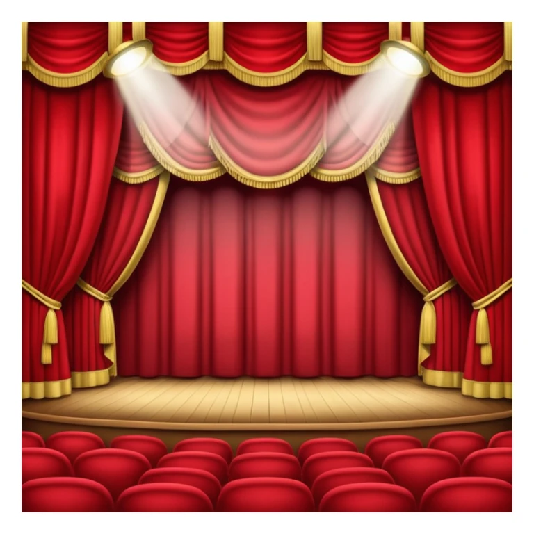 An emoji of a empty theatre stage with red curtains simple sticker