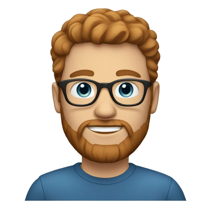 white man, reddish brown hair, glasses, beard, glasses, blue eyes sticker