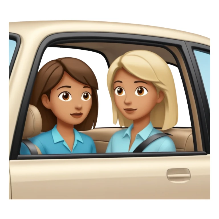 woman leaning talking to person in parked car with window down sticker