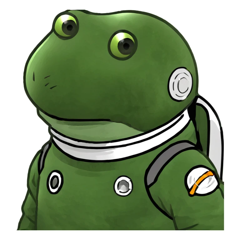 A astronaut on a swingset ￼￼kicking a orange planet ￼ sticker