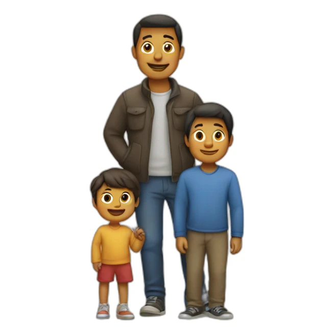 Homme avec ses 3 enfants sticker